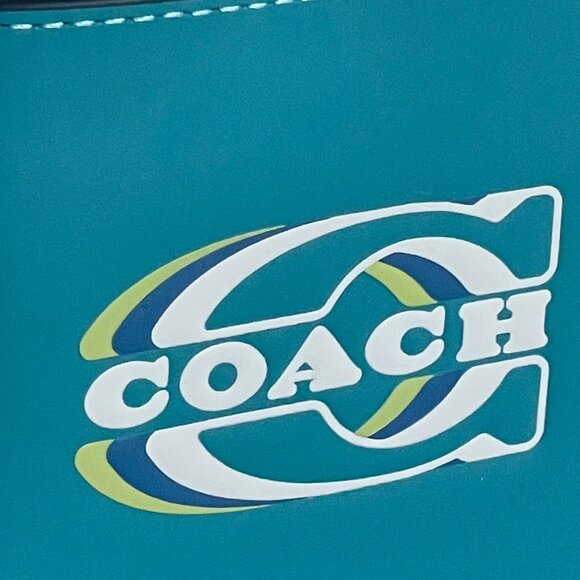 Coach 3 In 1 Wallet Mens Leather Vintage Logo Stamp Blue Teal CH084 Removable - Picture 8 of 8